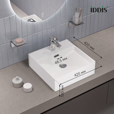 Умывальник накладной/подвесной, белый глянцевый, Bild, IDDIS, BILWS42i27