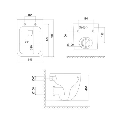 Комплект 3в1: подвесной унитаз, инсталляция и черная клавиша смыва IDDIS Basic (BASTQ02i73)