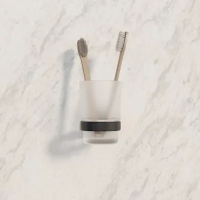 Подстаканник одинарный, черный матовый, матовое стекло, сплав металлов, Sena, IDDIS, SENSBG1i45