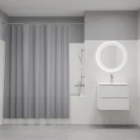 Штора для ванной, 200x180 см, Полиэстер, светло-серый, IDDIS, BS07P18i11