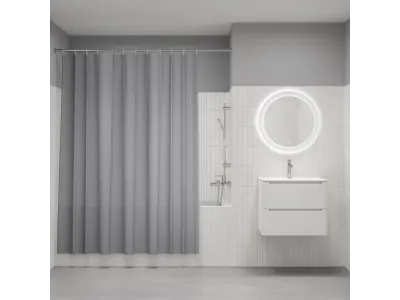 Штора для ванной, 200x180 см, Полиэстер, светло-серый, IDDIS, BS07P18i11