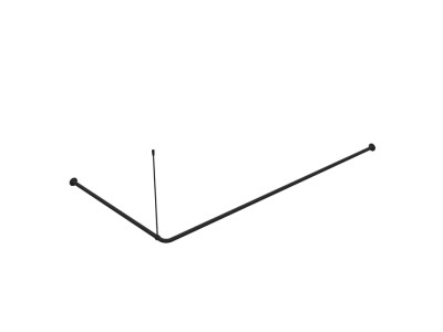 Угловой карниз для ванной комнаты, 90-180 см, черный, IDDIS, 060A200i14