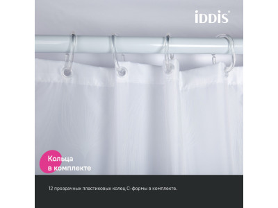 Штора для ванной IDDIS 200x180 см, Полиэстер (BD06P18i11)