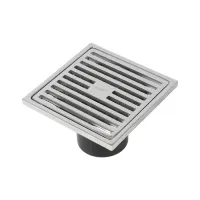 Трап душевой, вертикальный выпуск, сухой затвор, 10х10см, хром матовый, IDDIS, 980CV10SB3DDZ