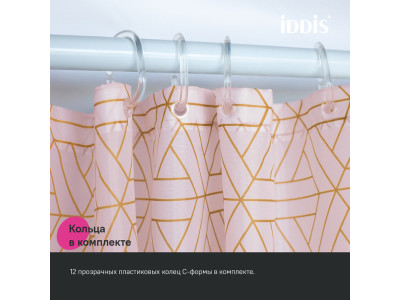 Штора для ванной IDDIS Base 200x240 см, Полиэстер, розовый (BG01P24i11)
