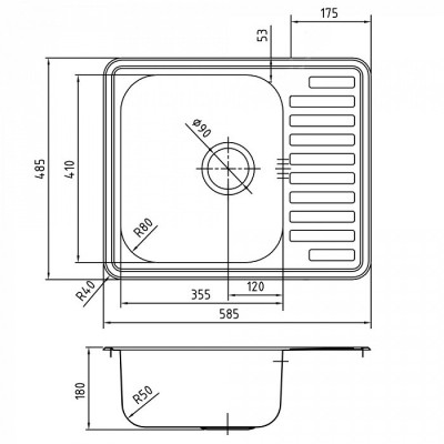 Мойка кухонная IDDIS 585*485 Strit S (STR58PDi77)
