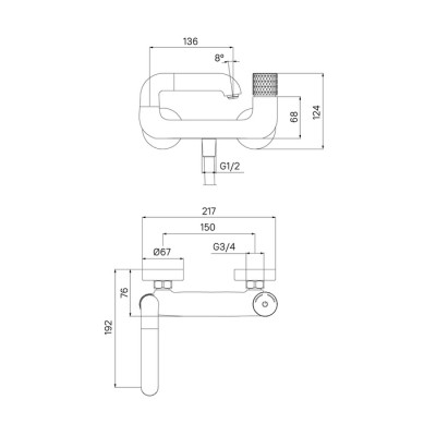 Смеситель для ванны IDDIS Twist с управлением Push Control (TWISBBTi02WA)