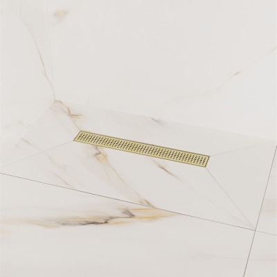 Лоток душевой IDDIS Perfex сифон 360, комбинированный затвор, перфорированная решетка, 500мм, золото (975B5MG20DZ)