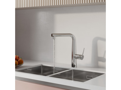 Смеситель для кухни IDDIS Pure с фильтром и выдвижным изливом, хром (PURSBPFi05N)