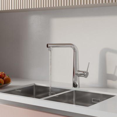 Смеситель для кухни IDDIS Pure с фильтром и выдвижным изливом, хром (PURSBPFi05N)