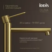 Смеситель для настольного умывальника IDDIS Duna матовое золото (DUNMG01i01)