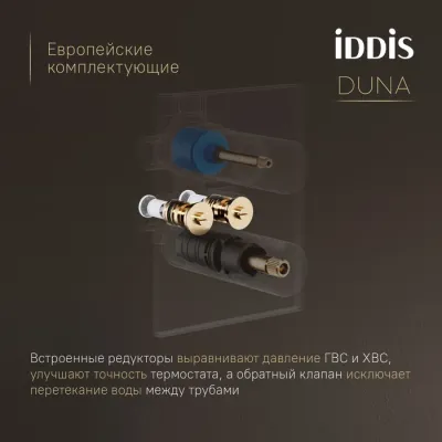 Душевая система IDDIS Duna с тропическим и ручным душем, с термостатом, графит матовый (DUNGM0Ti67)