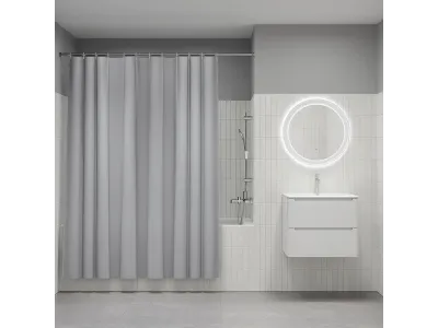 Штора для ванной, 200x180 см, PE, серый, IDDIS, P10PE18i11