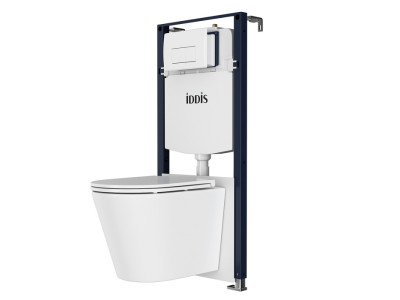 Комплект 3в1: подвесной унитаз, инсталляция и белая клавиша смыва IDDIS Calipso Q (CAQPO1GWi73)