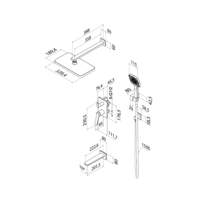 Встраиваемая система с тропическим, ручным душем и изливом, матовый черный, Parker, IDDIS, PARBL03i68