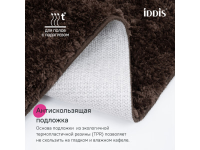 Коврик для ванной комнаты, 50x80, микрофибра, темно-коричневый, IDDIS, BSQS08Mi12