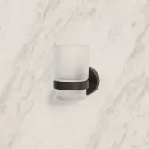 Подстаканник одинарный, черный матовый, матовое стекло, сплав металлов, Sena, IDDIS, SENSBG1i45