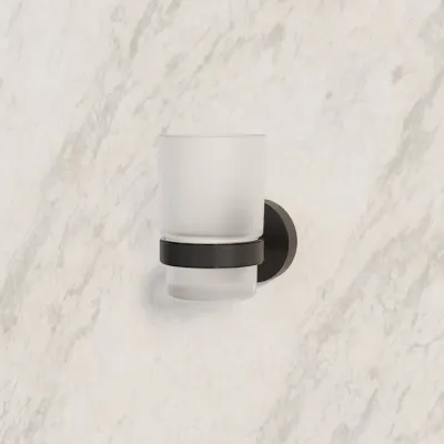 Подстаканник одинарный, черный матовый, матовое стекло, сплав металлов, Sena, IDDIS, SENSBG1i45