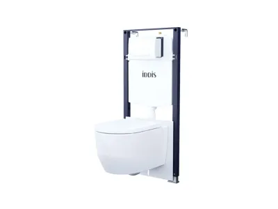 Комплект 3в1: подвесной унитаз, инсталляция и клавиша смыва белая, Basic, IDDIS (BASAI03i73)