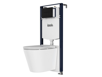 Комплект 3в1: подвесной унитаз, инсталляция и черная клавиша смыва IDDIS Calipso Q (CAQPO1MBi73)