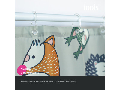 Штора для ванной IDDIS 200x180 см, Полиэстер (BA02P18i11)