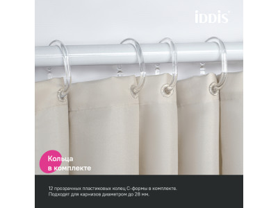 Штора для ванной IDDIS (BL02P24i11), 200x240 см, бежевая, полиэстер
