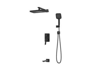 Встраиваемая система с тропическим, ручным душем и изливом, матовый черный, Parker, IDDIS, PARBL03i68