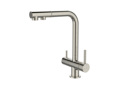 Смеситель для кухни с выдвижным изливом и каналом для фильтра, сатин, Umbra, IDDIS, UMBBNPFi05