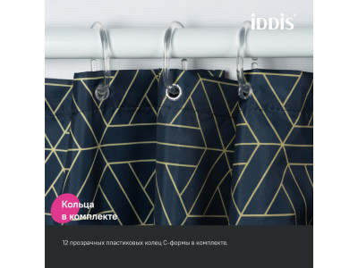 Штора для ванной IDDIS Base 200x240 см, Полиэстер, синий (BG05P24i11)