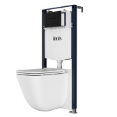 Комплект 3в1: подвесной унитаз, инсталляция и черная клавиша смыва IDDIS Basic (BASTQ02i73)
