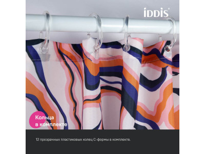 Штора для ванной IDDIS Base 200x180 см, Полиэстер (BX01P18i11)