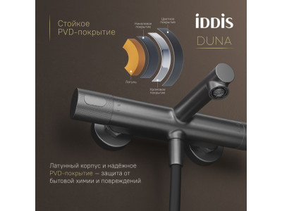 Смеситель для ванны с термостатом IDDIS Duna графит матовый (DUNGM02i74WA)