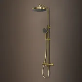 Душевая система IDDIS Duna с тропическим душем, изливом и термостатом, матовое золото (DUNMGSTi06)