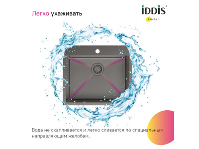 Мойка IDDIS Haze нерж. сталь, графит, 590*510 (HAZ59GMi77)