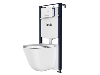 Комплект 3в1: подвесной унитаз, инсталляция и белая клавиша смыва IDDIS Basic (BASTQ03i73)