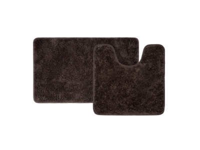 Набор ковриков для ванной комнаты, 50х80 + 50х50, микрофибра, темно--коричневый, IDDIS, BSET08Mi13