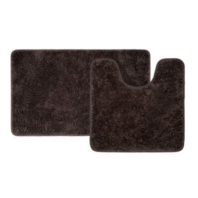 Набор ковриков для ванной комнаты, 50х80 + 50х50, микрофибра, темно--коричневый, IDDIS, BSET08Mi13