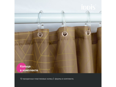 Штора для ванной IDDIS Base 200x240 см, Полиэстер, коричневый (BG04P24i11)