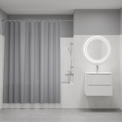 Штора для ванной, 200x240 см, Полиэстер, светло-серый, IDDIS, BL07P24i11