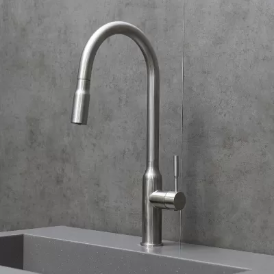Смеситель Lemark Expert для кухни с вытягивающимся поворотным изливом (LM5086S)
