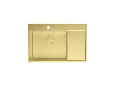 Кухонная мойка Lemark KEZADRA 780L прямоугольная с крылом из нержавеющей стали (чаша СЛЕВА) цвет: светлое золото (9938150)