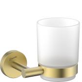 Стакан для ванной Lemark BELUGA подвесной, сталь, стекло, брашированное светлое золото (LMA-8035S-BRLG)