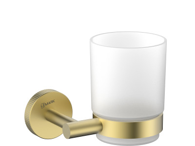 Стакан для ванной Lemark BELUGA подвесной, сталь, стекло, брашированное светлое золото (LMA-8035S-BRLG)