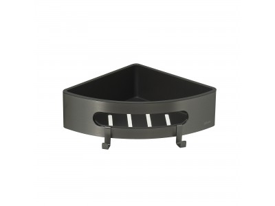 Полка для душа угловая Lemark SHELF LINE из нерж. стали с крючками, графит/вставка-пластик графит (9776048)