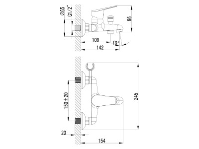 Смеситель для ванны Lemark Partner (LM6552C)