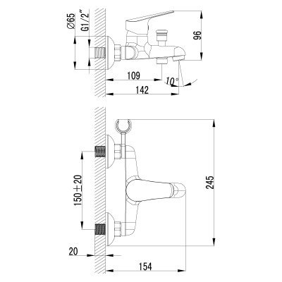 Смеситель для ванны Lemark Partner (LM6552C)