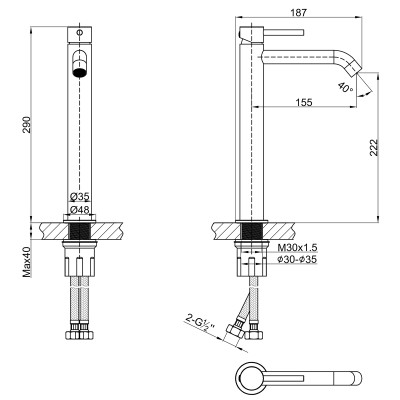 Смеситель Lemark Kalina для раковины высокий (LMF-2115S-BRRG)