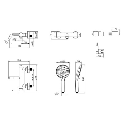 Смеситель Lemark Kalina для ванны (LMF-2122S-BRG)