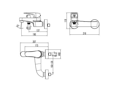 Смеситель  для ванны и душа Lemark Shift (LM4334C)