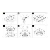 Полка для душа угловая Lemark SHELF LINE из нерж. стали с крючками, графит/вставка-пластик графит (9776048)
